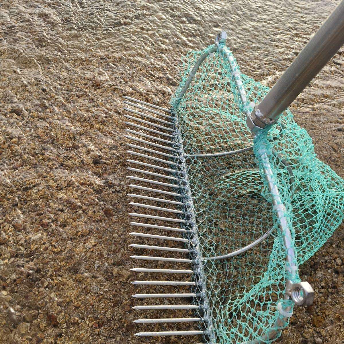 赶海耙子田螺海螺工具新款焊接耙赶海工具镀锌带网