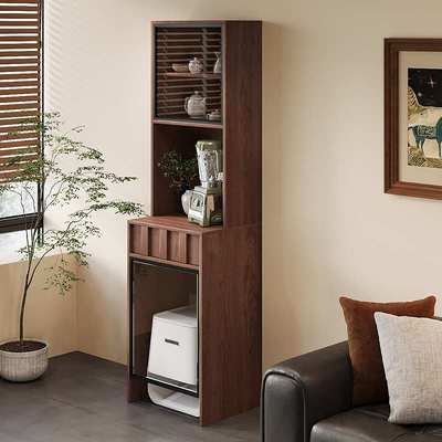 中古风实木扫地机器人收纳柜置物架基站柜扫地机器人上方置物架子