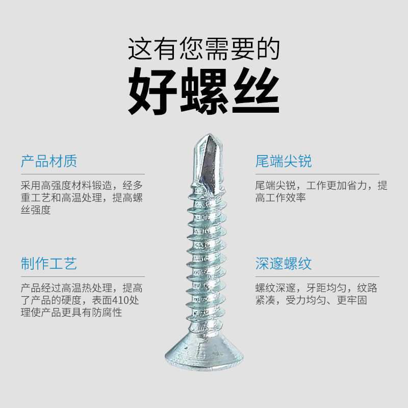厂家 美坚利沉头十字钻尾丝平头自攻自钻燕尾自攻螺丝钉