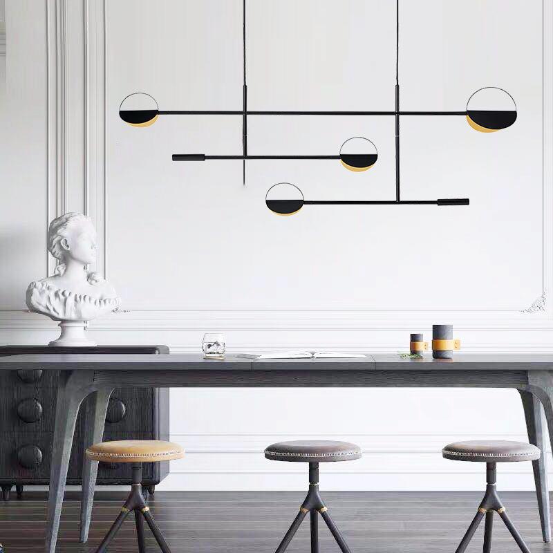 北欧创意样板房展厅餐厅吊灯金属吧台餐桌设计师艺术线条装饰吊灯