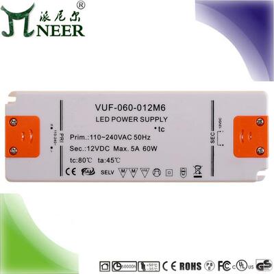 质保3年过认证60W12V高PF镜前灯led驱动薄恒压LED电源