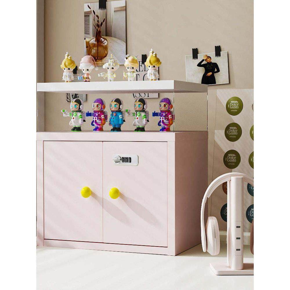 桌面铁皮对开门收纳柜办公室家用小型密码锁文件柜宿舍保险储物箱