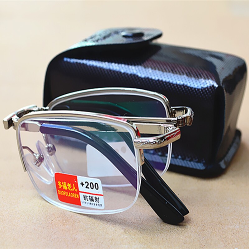 水晶折叠老花眼镜 100/150/200/250/300/350/400度男女老人镜清