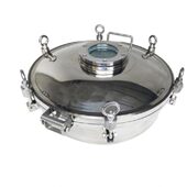 不锈钢人孔中间带视镜内外镜面抛光卫生级容器观察盖子DN150 500