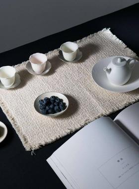 Vanx范兴餐具b|流苏茶垫棉麻覆古新中式家居茶几垫