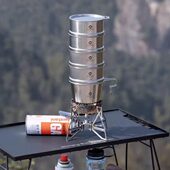 柯曼S362蒸笼野外早点蒸屉不锈钢露营蒸包子耐高温可多层叠加蒸盘