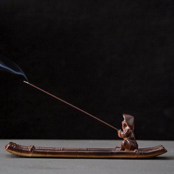 陶瓷创意卧香炉禅意渔翁垂钓竹排香插家用香座佛具香薰炉线香檀香,家居饰品,香托/香盘/香座/香插,淘宝优惠券,粉丝福利购,淘宝优惠卷