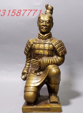 新款纯铜兵马俑人物雕塑摆件 家居客厅装饰品 复古工艺品收藏