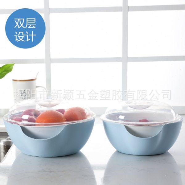塑料干果盆懒人果盆带盖创意双层沥水篮简约瓜果收纳盆嗑瓜子家居,收纳整理,脏衣篮,淘宝优惠券,粉丝福利购,淘宝优惠卷