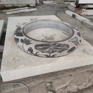 石雕树坑石园林庭院装饰刻花树池围石大理石花坛树围坐凳路牙定制