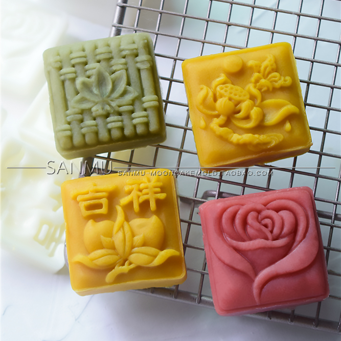 三木家2020方形玉竹月饼模具清雅60克50N手压冰皮桃山绿豆糕制作