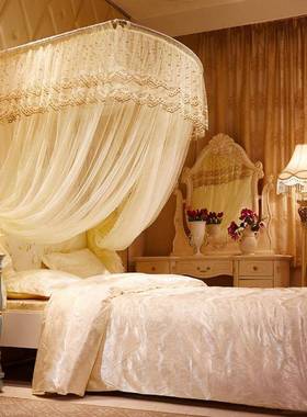 U型公主风帐密可伸UIX缩蚊帐单人床蚊帐子三宫门外贸折叠加廷风蚊