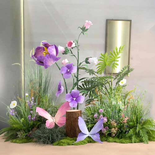 仿植物造景绿植花园摆森HL-1038系橱窗装蝴蝶花生朵软拍照打件卡