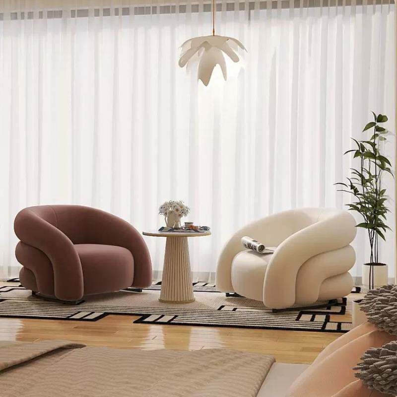 奶油风布艺沙发简约创意小户型客厅单人沙发椅服装店休息区小沙发
