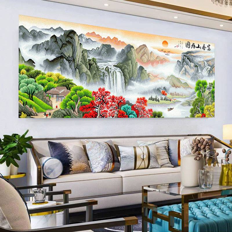 富春山居图十字绣2024新款线绣客厅大幅风景山水画自己绣手工满绣