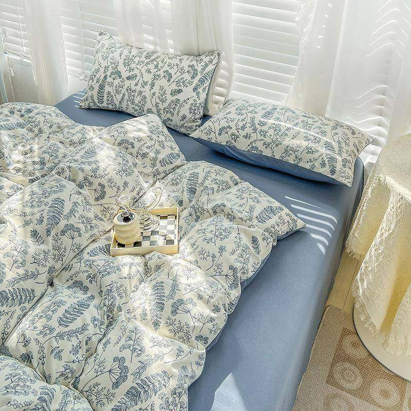 新款A类jml水洗棉麻沙四件套双层床单套被三件套床上-用品厂家代