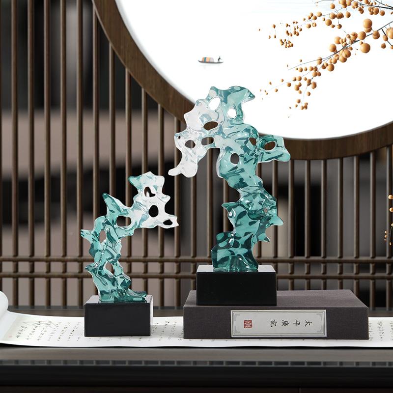 新YB-ML907中式透石明架头珊瑚太湖石摆件样板间博几古茶软装饰品