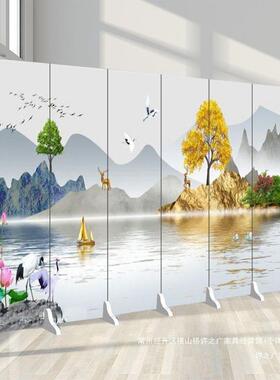 水墨折山水叠画新中式屏LXF风酒隔断客厅遮挡可移动办公室店大厅