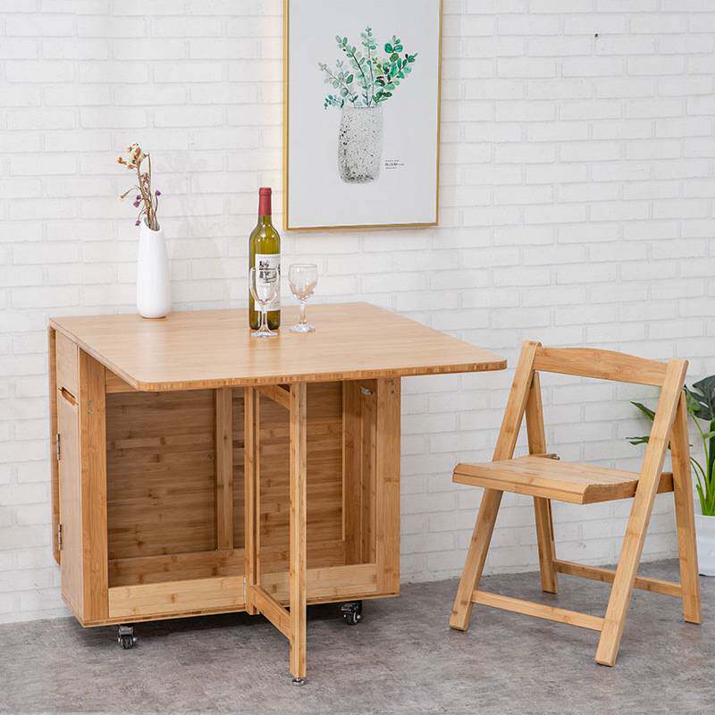 雅欧达家用伸缩折叠餐桌椅组合小户型长方形吃饭桌多功能摆摊桌子