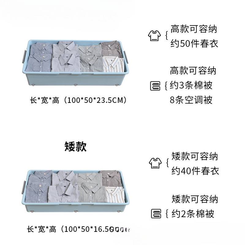 床底收纳箱塑料带轮扁平整理箱床下衣服棉被储物箱搬家收纳盒