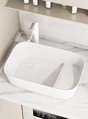 阳台陶瓷洗衣盆带29656搓排板台上盆右洗池衣槽侧左侧下水洗手台