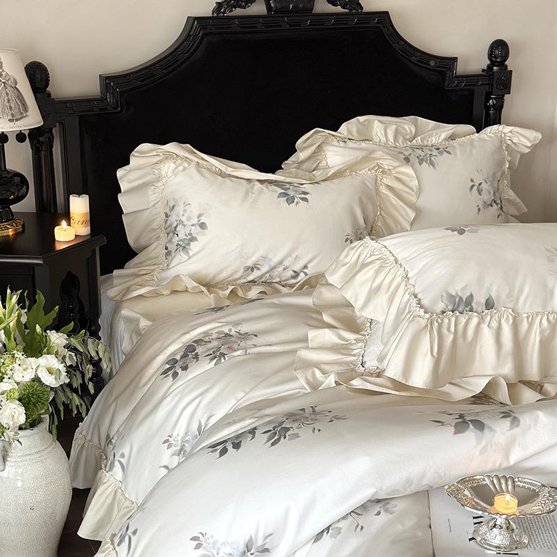 ||长印绒棉数码季四件套亲肤轻奢LBLB四保暖床上用品纯棉复花古