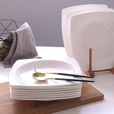 6只陶瓷餐盘家用RFU装深菜方盘子四碟子菜菜盘炒菜汤盘创意碟深盘