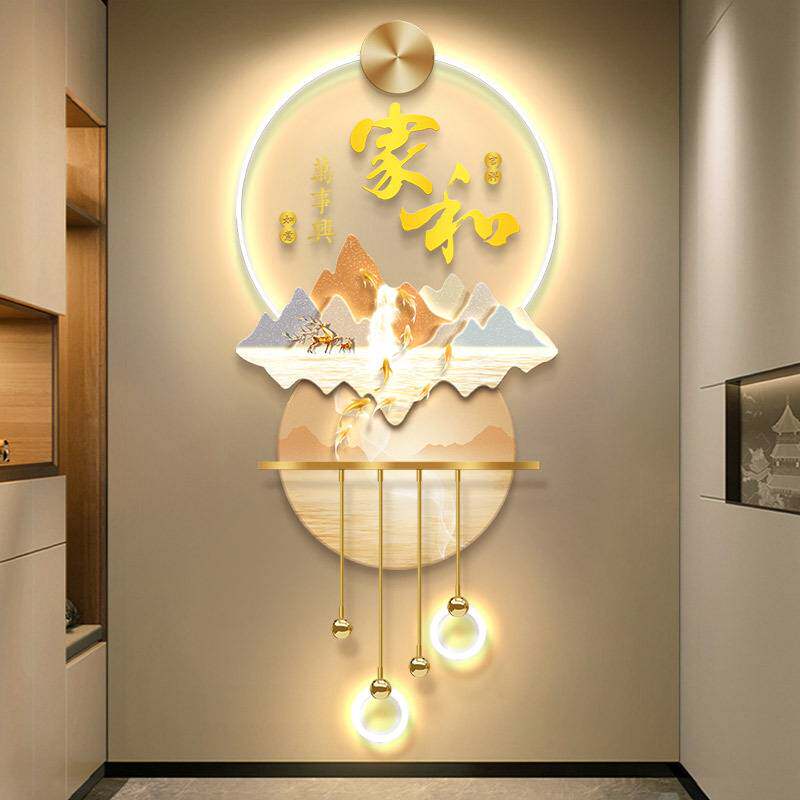 现代轻奢玄关装饰画家和万事兴走廊过道LED灯光挂画人体感应壁画