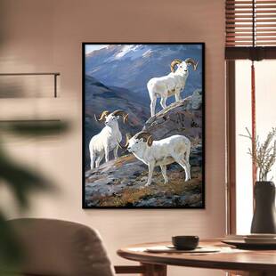 三阳开泰装饰画三羊开泰图入户玄关生肖羊挂画入户门正对墙壁画竖