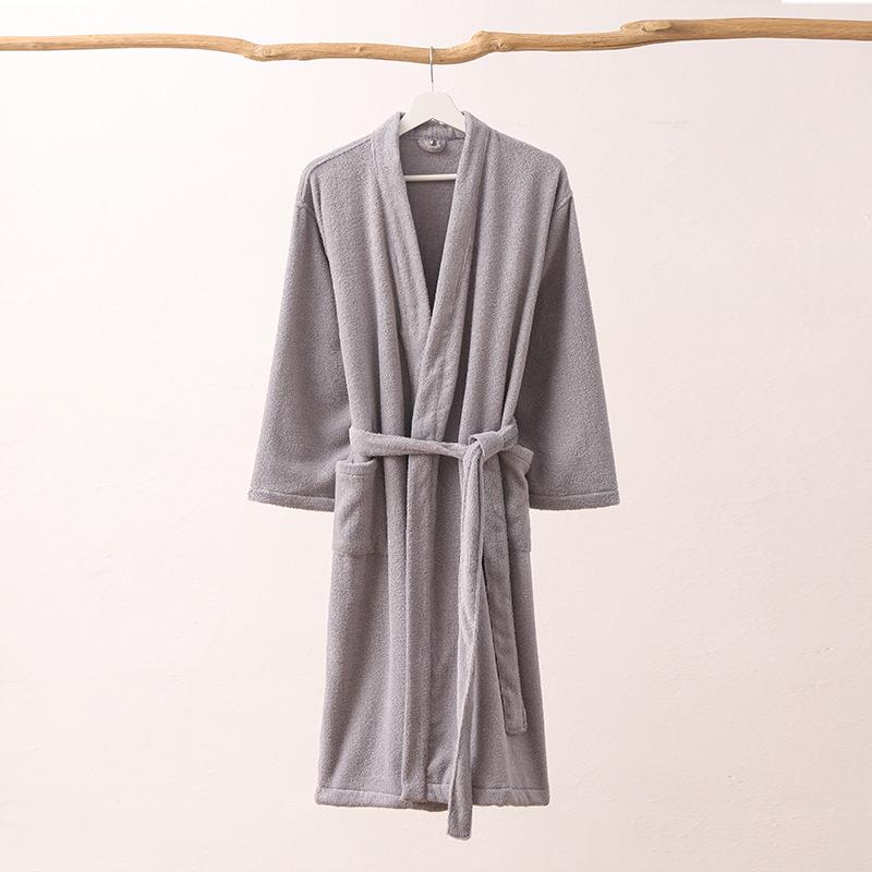 季纯四棉和服领浴浴衣毛巾料家居服袍宽65977845袍松加大加厚情侣
