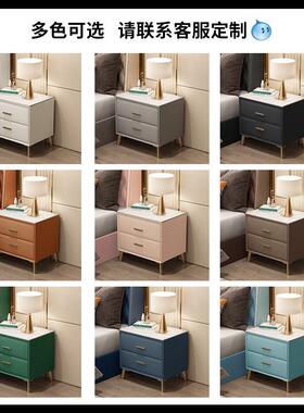 网红轻奢床头柜简约现K12S#代家边用卧室实木型岩纳板储物柜小床