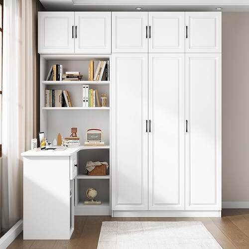 GEP实木衣书一体连书柜储书架组合桌儿童房转角学习桌电脑柜桌物