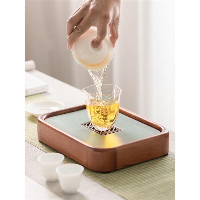 一蓝天目茶品仟堂具家用茶盘实木储水日式泡茶盘台干泡轻奢托茶台