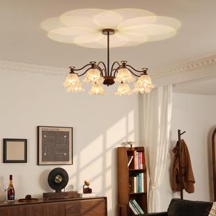 美4式园客厅吊灯中古复古大厅主灯法田式创意铃风兰花餐厅卧室灯