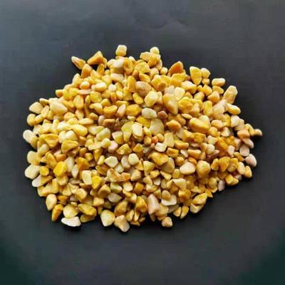 胶黏石面用米石水磨石黄地色黄碎石子鹅卵黄石子石门牌石路面景石