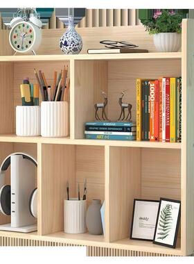 简易实木桌上架学生儿书童松木小书架收纳架桌YDU层柜面多飘窗置