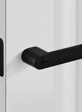 现代黑色室内门磁吸静音卧室门锁家用通用型极简生态化妆室门把手