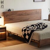 树府黑胡桃齐边床全实木无床头榻榻米小户型单双人床1.8 1.5 1.2M