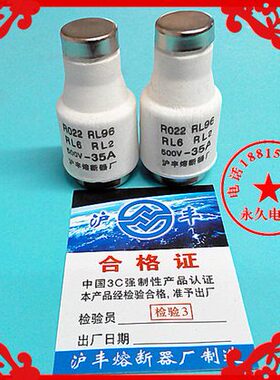 沪丰熔断器厂R021 R022 RO22 RL6 RL96熔芯保险丝35A 40A 63A 1盒