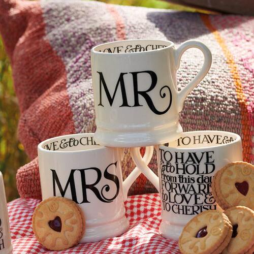 Emma Bridgewater情侣对杯陶瓷马克杯咖啡杯结婚礼物水杯黑吐司杯