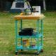通润实木可折叠多功能移动家用餐车户外露营移动餐桌工具车手推车