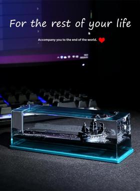 黑珍珠漂流瓶巡航开关漂流瓶桌面永不沉没的船桌面装饰礼物