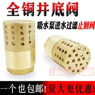 井底止回阀黄铜内丝单向阀进水过滤网水泵水管口防回流水螺纹1寸