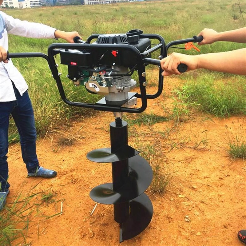 便捷式独轮汽油挖坑机q 小型种树打眼钻洞机 果园苗圃开沟打洞机