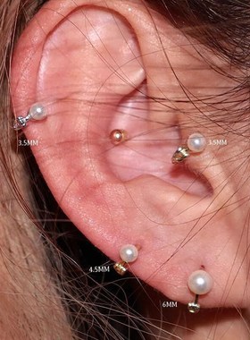 睡觉不用摘超迷你耳扣小耳圈珍珠Dmini日系单只耳皮钉耳骨钉