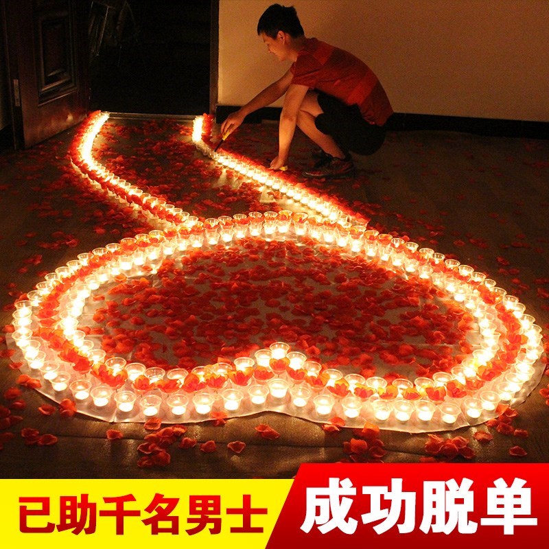 表白蜡烛玫瑰套餐制造浪漫心形创B意生日求爱告白求婚神器道具布