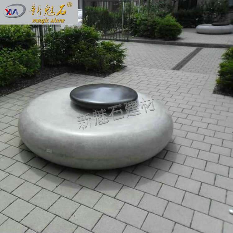 预制混凝土水磨石坐凳 水泥仿石创意美陈商场摆件 小区装饰圆座椅