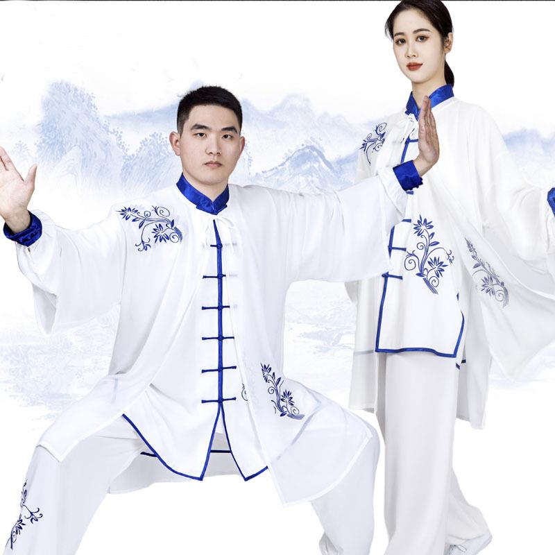 春夏季健身气功表演服新款改良青花瓷刺绣仙气太极服饰武术晨练服