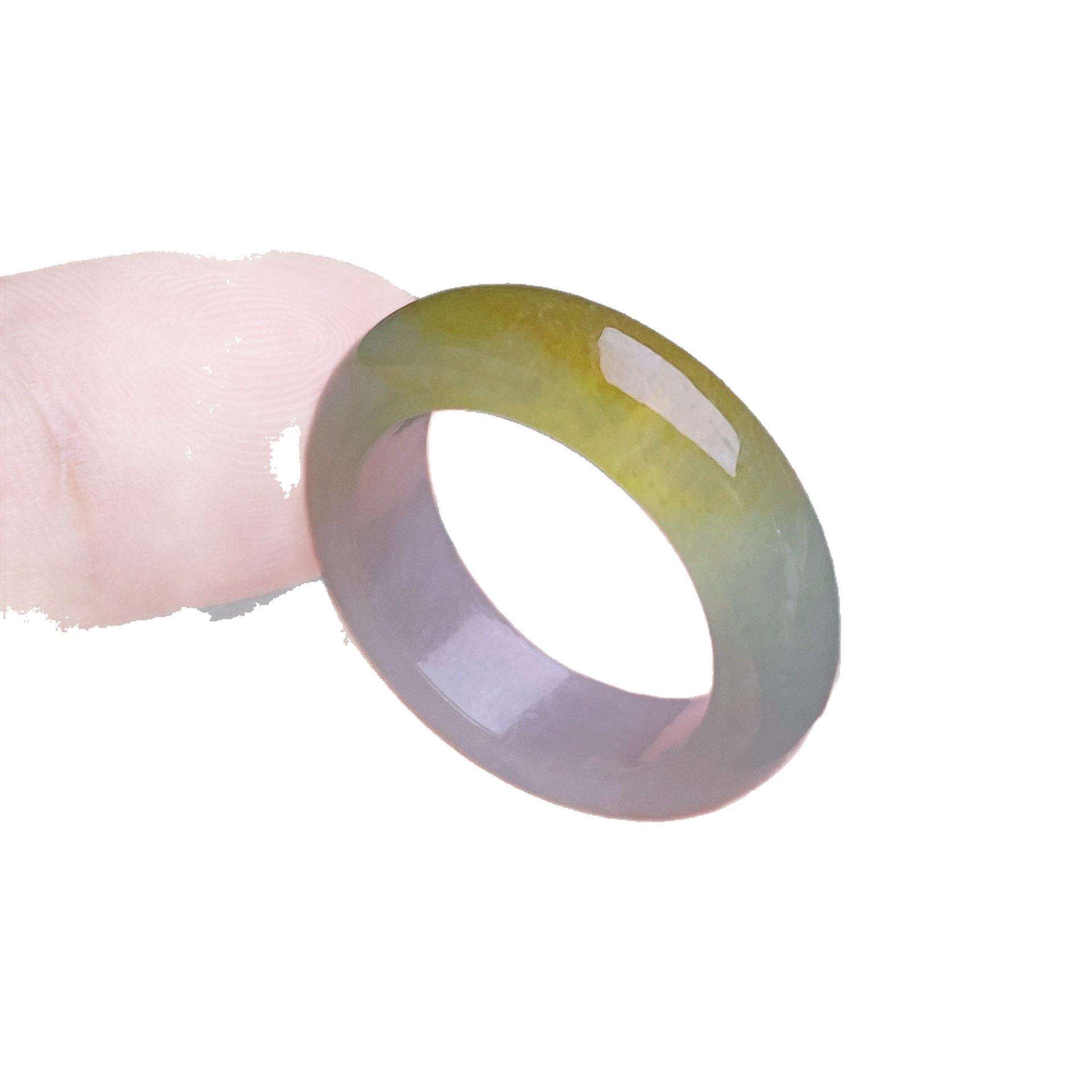 缅甸天然翡翠a货冰黄翡指环xy 尺寸:16.8-6.1-3.6mm 圈口13
