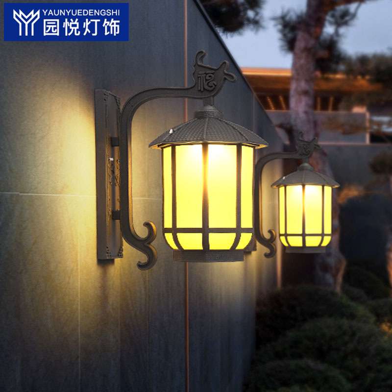 新中式户外防水壁灯复古别墅大门凉亭吊灯阳台走廊室外庭院花园灯